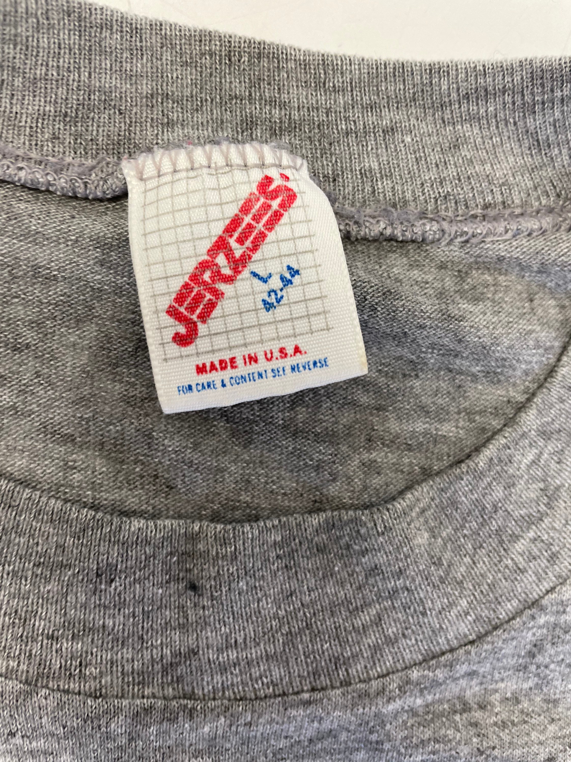 Vintage 70-80's Jerzees Heather Gray 1989 American Fun LUNG