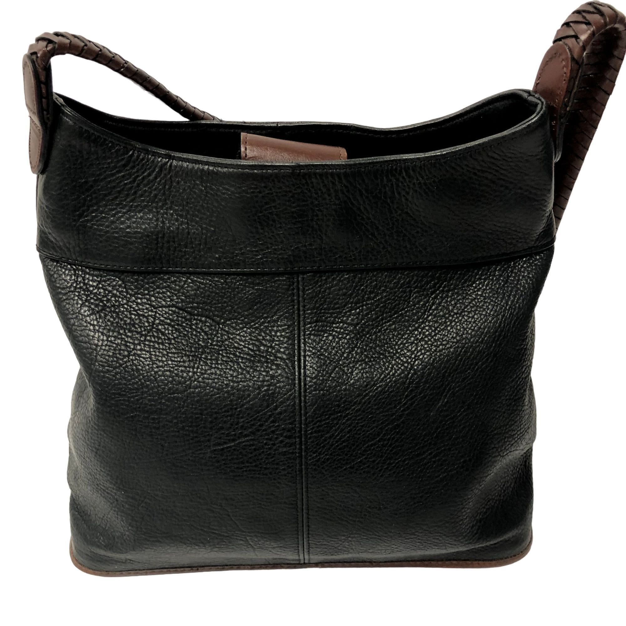 Fossil 1954 Black PEBBLED Soft Leather Hand Bag BUCKET  display picture 1