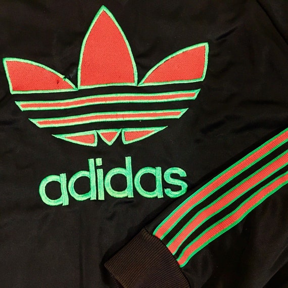 Vintage 80's Adidas USA made Men Black w Red Gree… - image 6