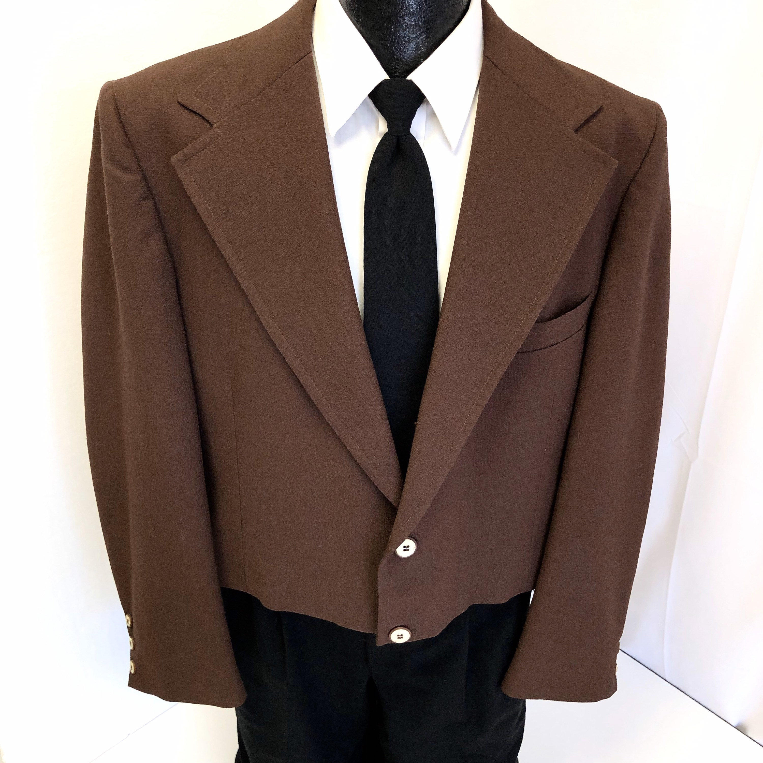 Vintage 70 s Jcpenney Men Brown TEXTURED Sport Coat Mod DISCO Tux