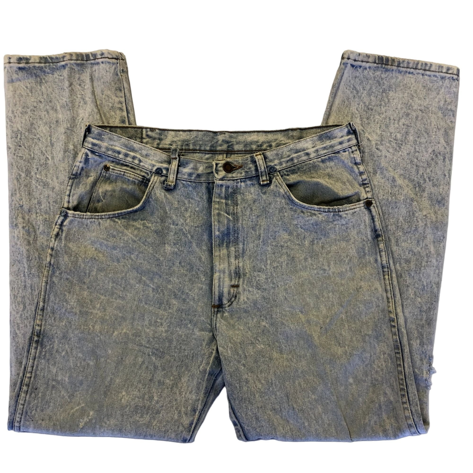 Vintage 90's Wrangler Men ACID White WASH Blue Jeans Cowboy ROCKER
