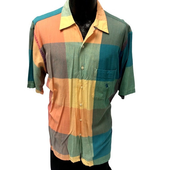 Vintage 80's Nautica Men PASTEL Colorblock LOOP C… - image 1