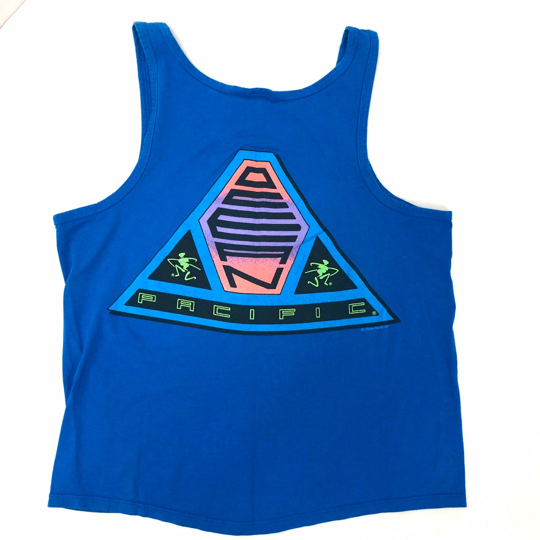 Vintage 1991 Ocean Pacific OP Blue NEON Muscle Tank Top 90's SURFER