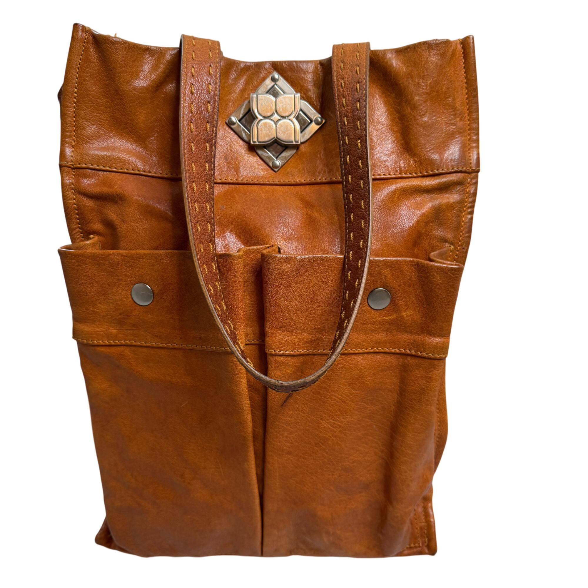 Vintage RETRO 70's BCBG Maxazria Brown Leather HIPPIE Tote Boho
