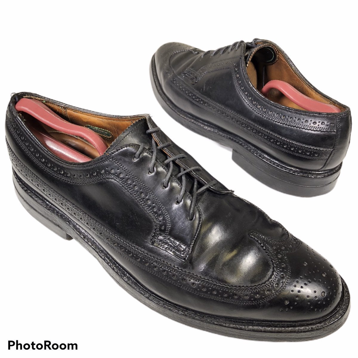 Vintage Florsheim Imperial Mens BLACK Genuine SHELL CORDOVAN Dress 