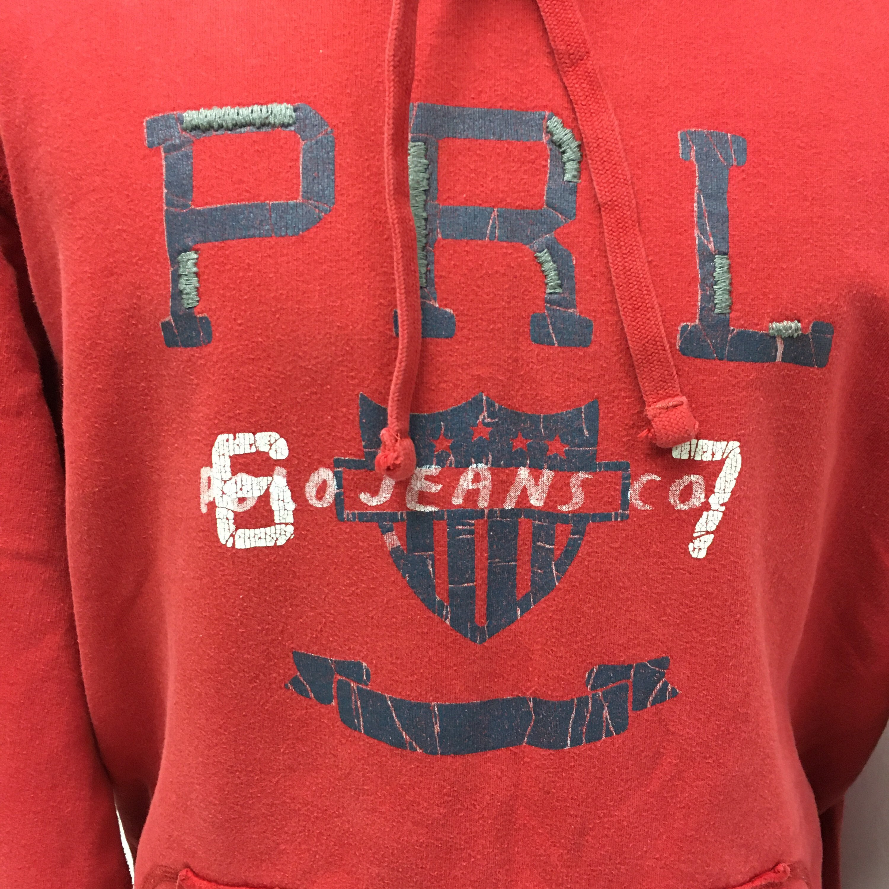 Vintage 90's Ralph Lauren Men Red SPELLOUT Polo Jeans PRL 67