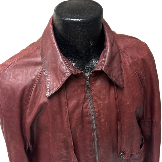 Vintage Lakeland Men Oxblood Leather Bomber CAFE … - image 4