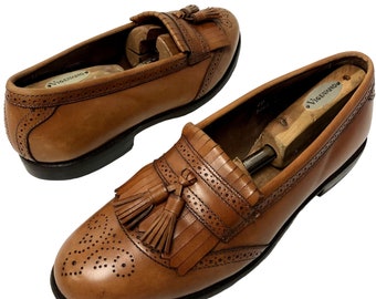 Allen Edmonds BRIDGETON Cognac Leather Dress Shoe KILTIE TASSEL Loafers 10 D