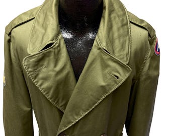 Vintage 50's Men Military Overcoat OG107 KOREAN WAR 1953 US 3rd