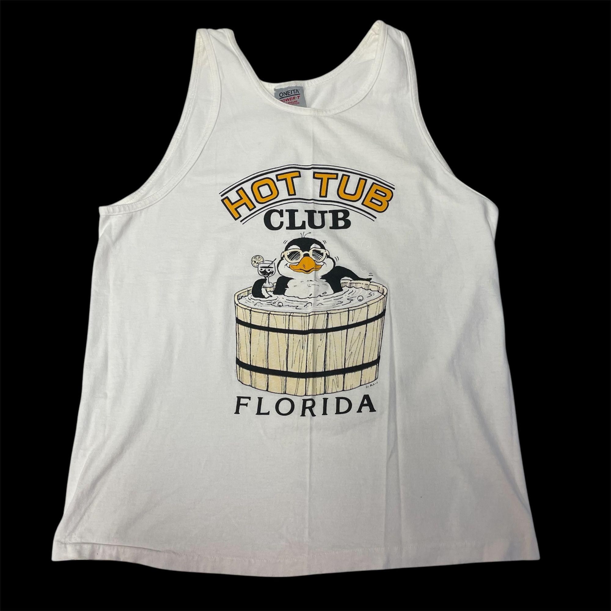 Vintage 80's Oneita Men's HOT TUB Club Florida PENGUIN Tank Top