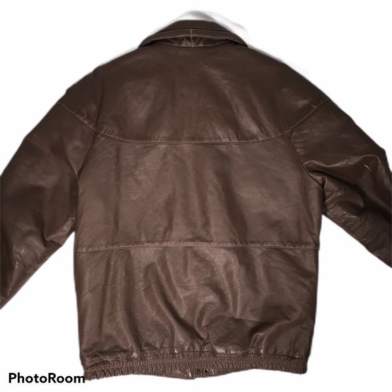 Vtg Oleg Cassini Men Brown Leather Coat Insulated… - image 3