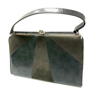 Bolso de mano MOD de piel de ante gris vintage de los años 60, bolso RETRO CHIC, cartera para cena de noche