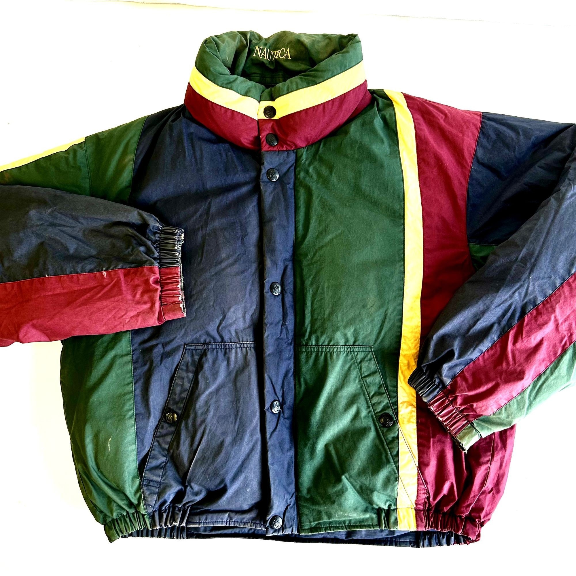 Vintage 90's Nautica Men COLORBLOCK Stripe Hooded Winter Vintage 90's Nautica Men COLORBLOCK Stripe Hooded Winter