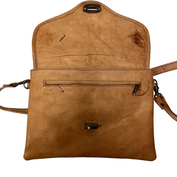 Vintage 70 80's Geometric Leather Hand Bag Should… - image 7