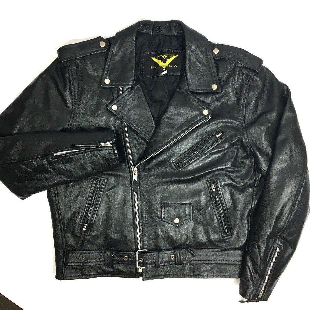 Vintage Vtg 80's Phoenix Men BLACK Leather MOTORCYCLE - Etsy