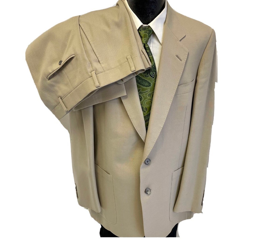 2 Pc Vintage 60's Christian Dior Men's BESPOKE Beige GABARDINE