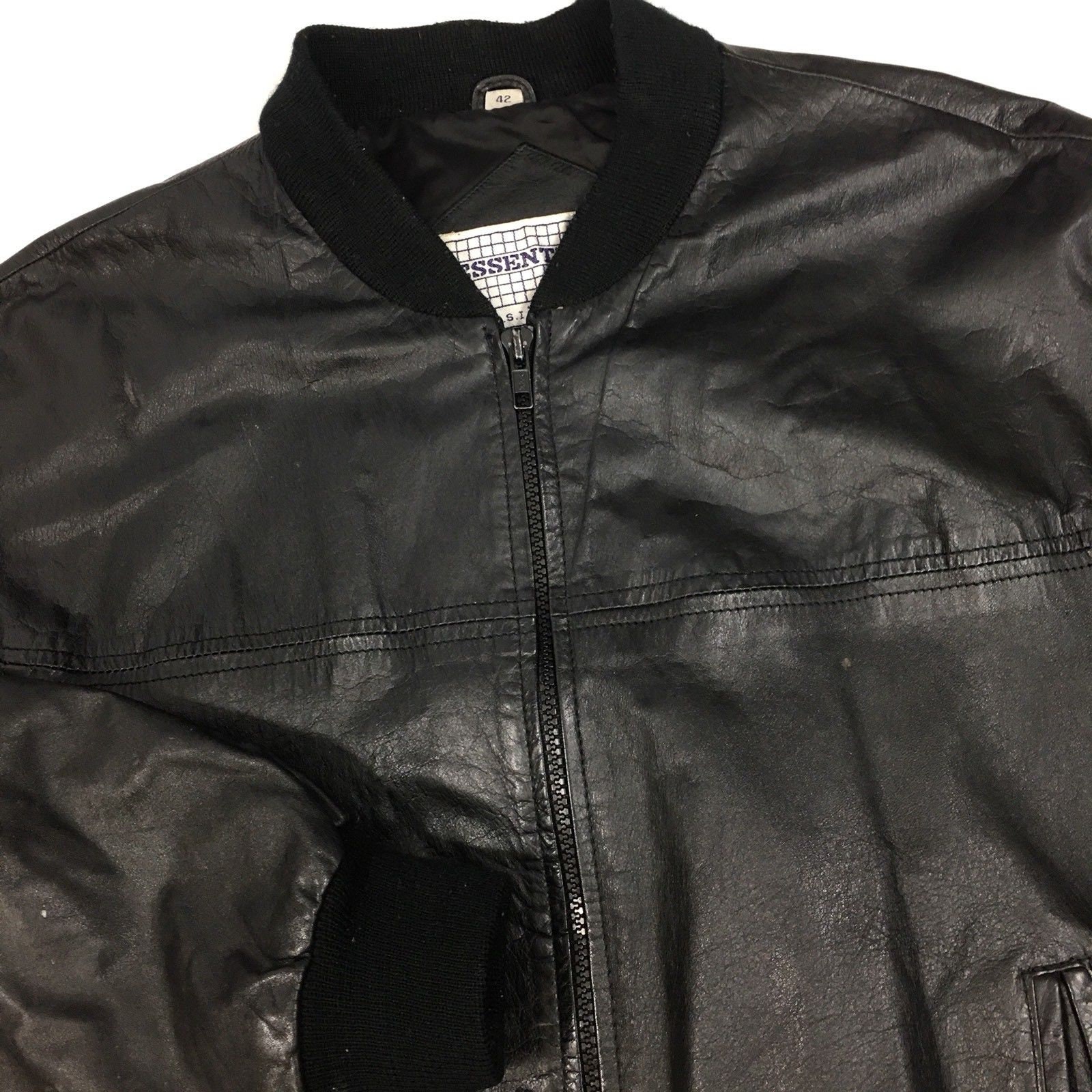 Vintage Essentials Men Black Leather CAFE RACER Jacket MoTo | Etsy