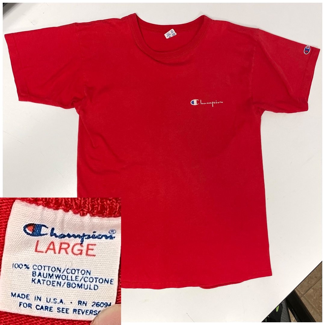 Vintage 60 70's Champion USA Made Men's Red SPELLOUT Logo Athletic