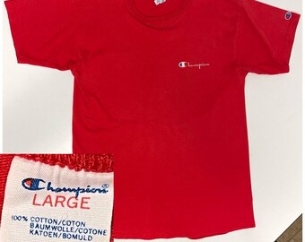 Vintage 60 70's Champion USA Made Men's Red SPELLOUT Logo Athletic