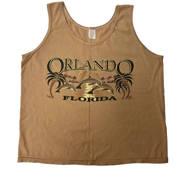 Vintage 90's Beige ORLANDO Florida 1994 Tank Top … - image 1