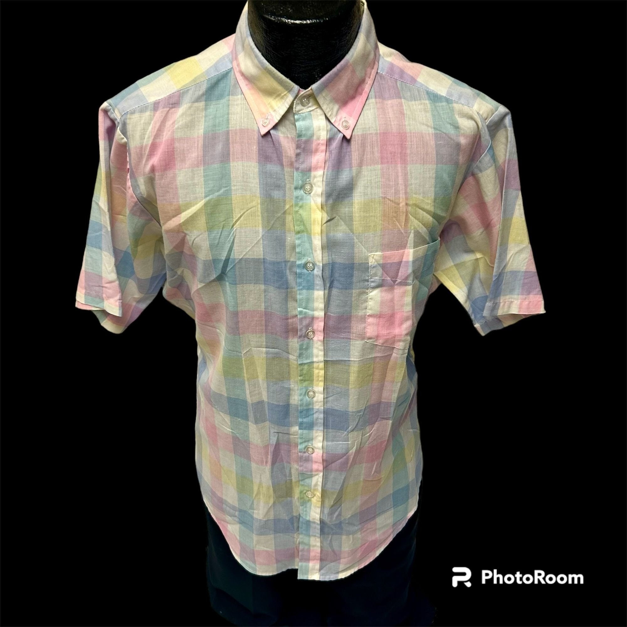 Vintage 80's Wedgefield Men's PASTEL Pink Blue Yellow PLAID