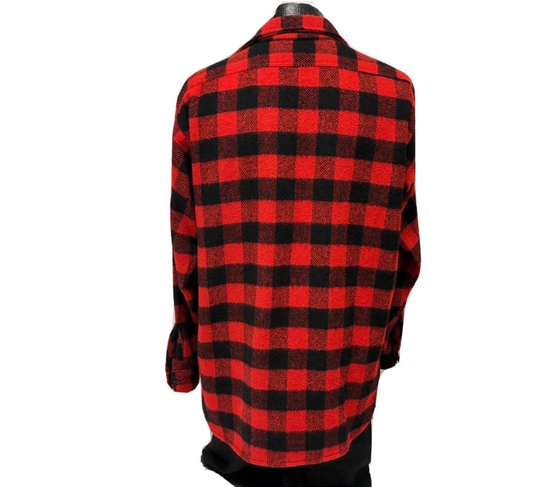 Vtg 60s Montgomery Ward Red BUFFALO PLAID Wool Flannel Chore - Etsy
