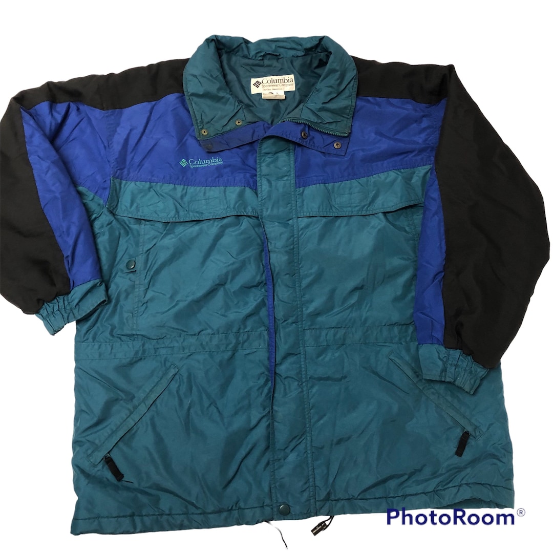 Vtg 80 90's Columbia Men Blue Green COLORBLOCK Winter Jacket