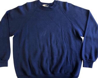 Vintage 80's Lee Men's Blue ATHLETIC 50/50 RAGLAN Sturdy Sweats Sweatshirt XL