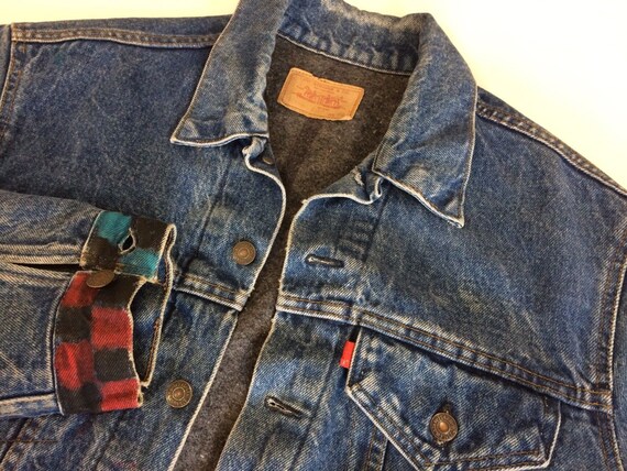 Vintage 90's Levi's Men Blue Jean Coat BLANKET Li… - image 1