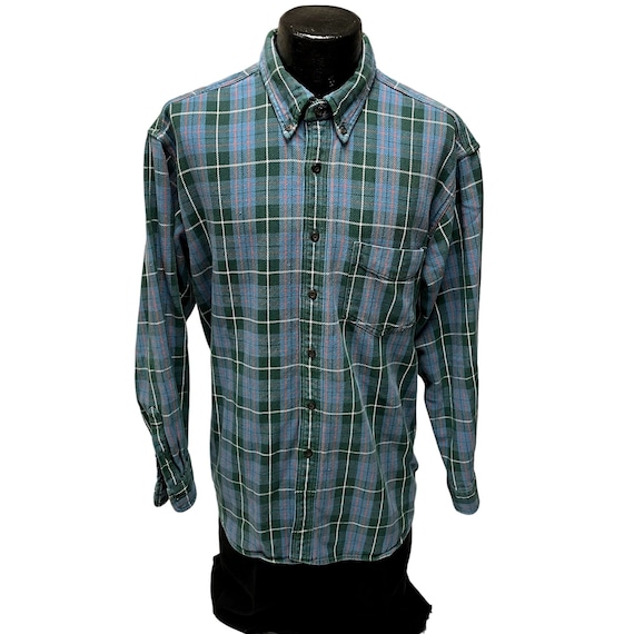 mens green plaid dress shirt 1897 Original Plaid Flannel Shirt for Men in Olive Green at Glik's , S main image 1