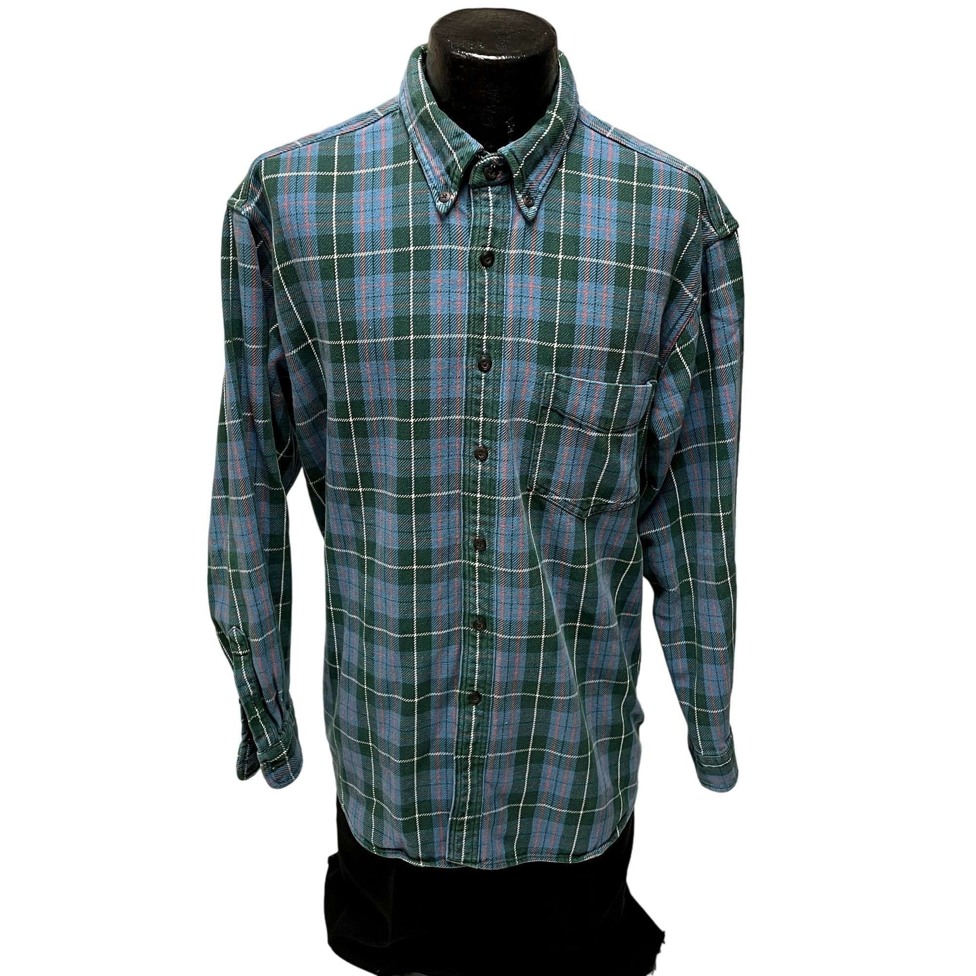 Vintage 80's J Crew Men's Blue Green PLAID Work Shop Hunting CHORE
