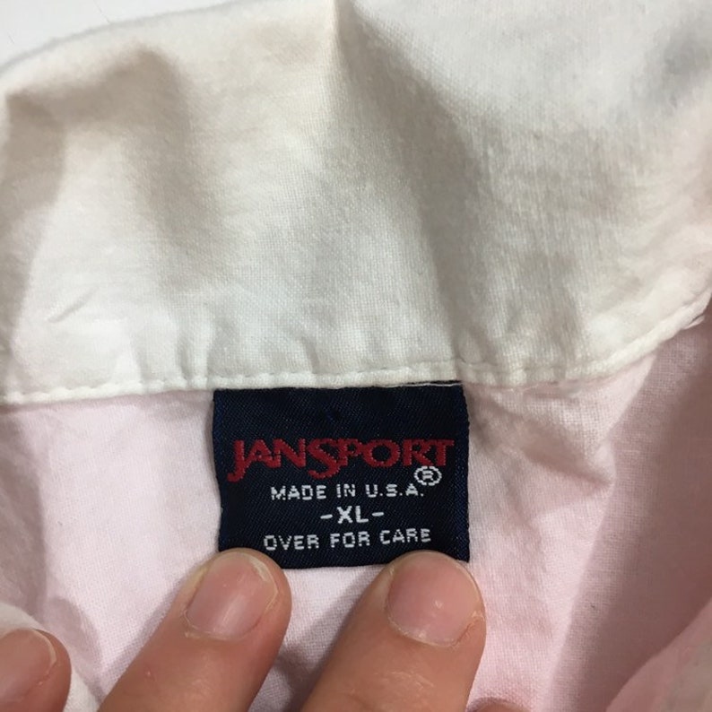 Vintage 80/'s 90/'s Jansport Men Pastel PINK Blue University of Connecticut Pull Over Polo Shirt XL