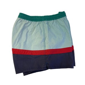 Vintage des années 80 et 90 Beach Baron hommes bleu COLORBLOCK shorts de bain surfer surfer rétro L image 3