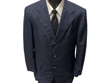 Vintage 70's Gino Men's Navy Blue Sport Coat ATOMIC FLECK Jacket MoD DISCO Blazer