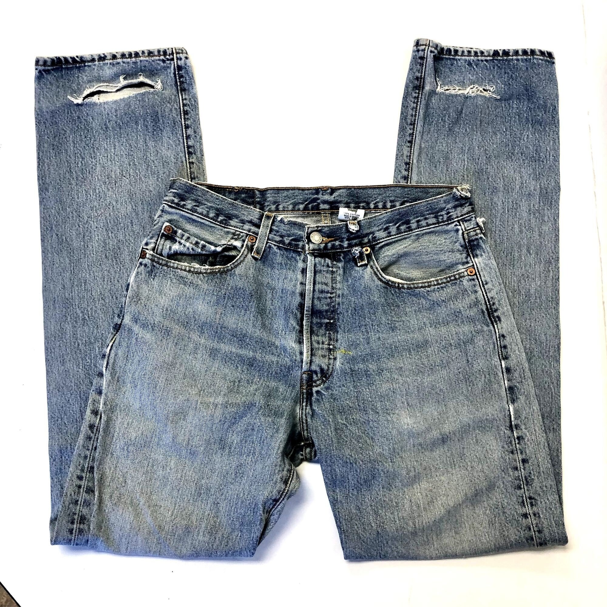 Vintage 80's Levis 501 XX DISTRESSED Blue Jeans BUTTON Fly Denim