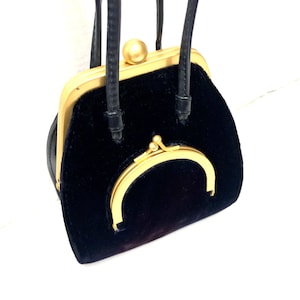 Bolso de hombro de terciopelo azul marino vintage de los años 80, bolso de noche tipo cóctel con cierre de beso