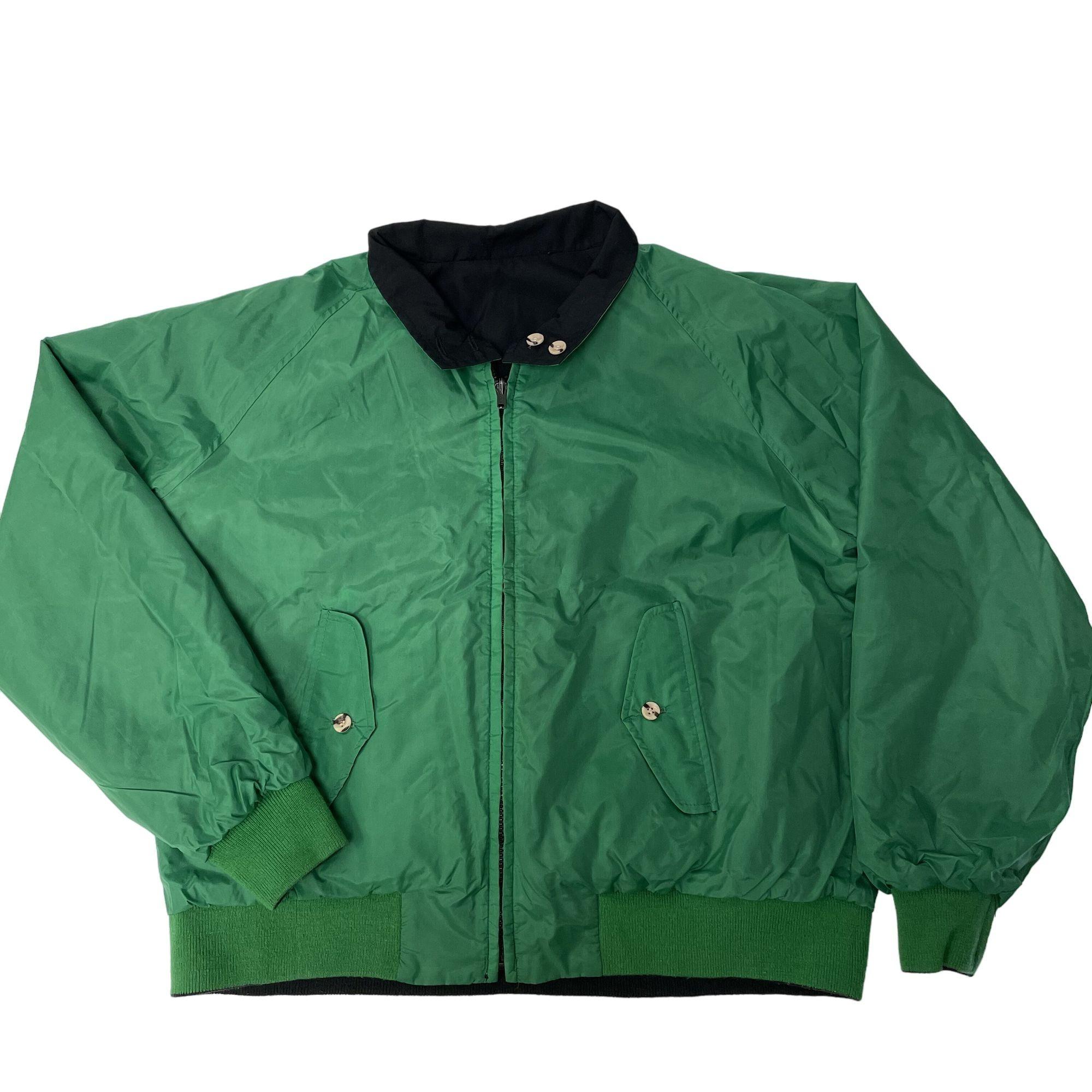 Vintage 80's Lands End Men Navy Cotton REVERSIBLE Green Nylon