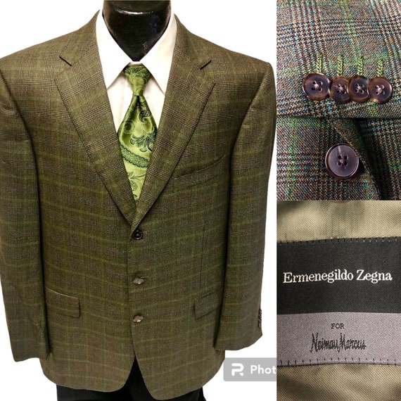 Ermenegildo Zegna 15milmil15 Men s GREEN Sport Coat Modern OVERCHECK Jacket Wool Blazer 44 R Etsy Ireland