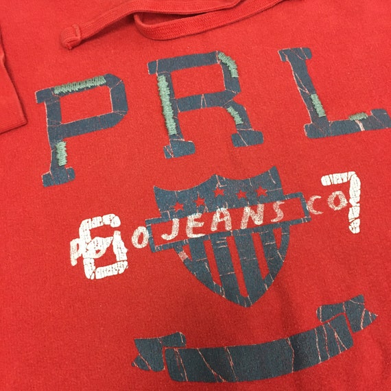Vintage 90's Ralph Lauren Men Red SPELLOUT Polo Jeans PRL 67