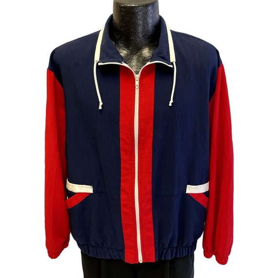 Vintage 80s Alfred Dunner Blue Red Color Block TRACK Suit 