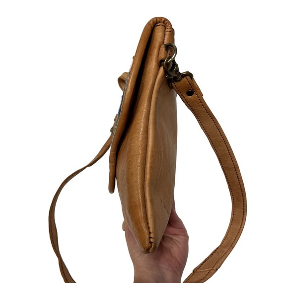 Vintage 70 80's Geometric Leather Hand Bag Should… - image 8