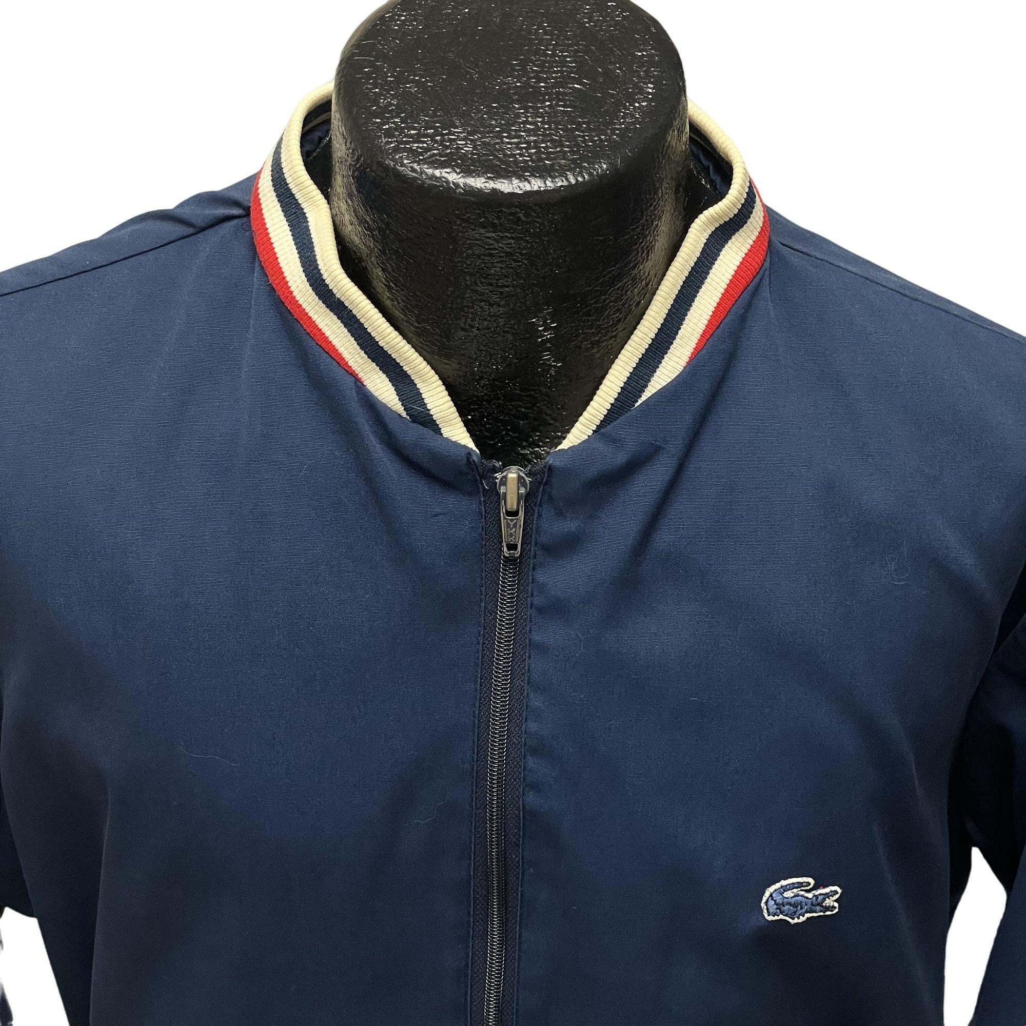 Vintage 70's Izod Lacoste Men Blue Bomber RARE Red White RINGER