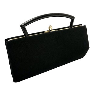 Bolso formal negro vintage de los años 50, tipo clutch, de cóctel, estilo estadounidense, tipo cartera, de estilo ROCKABILLY