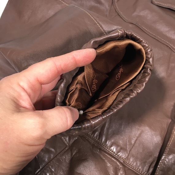 Vtg Oleg Cassini Men Brown Leather Coat Insulated… - image 10