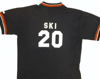 Vintage 80's 90's Russell Athletic USA Made Navy Blue Red White SKI Jersey V-Neck RINGER 50/50 Shirt xl Retro Streetwear
