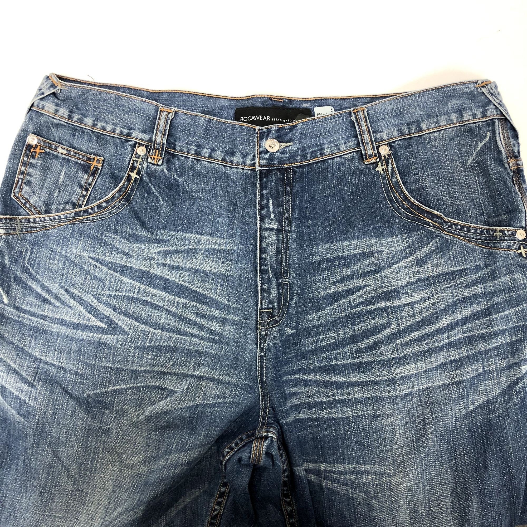 Vtg 90's Rocawear Men's Blue Jeans Hip Hop Baggy Denim
