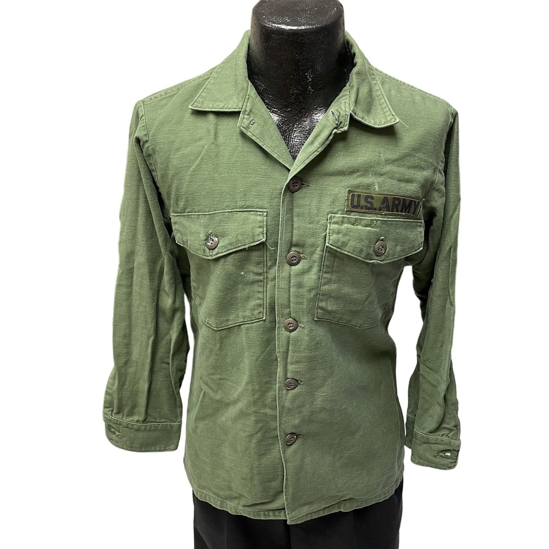 Vintage 70's Military OG 107 SATEEN Cotton Usn US Army