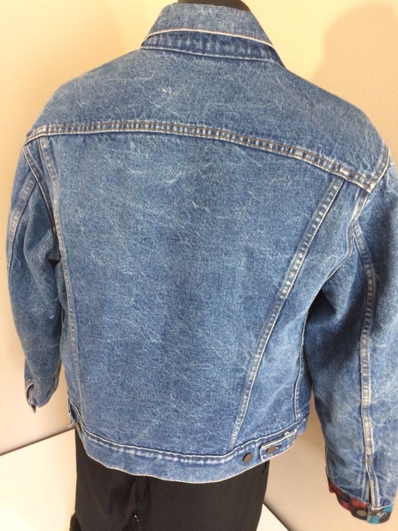 Vintage 90's Levi's Men Blue Jean Coat BLANKET Li… - image 6