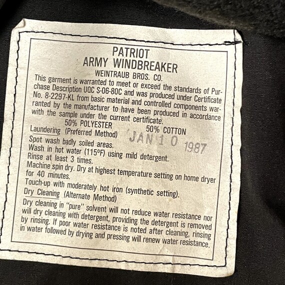 Vintage 80's Army Windbreaker 1987 Issued Militar… - image 7