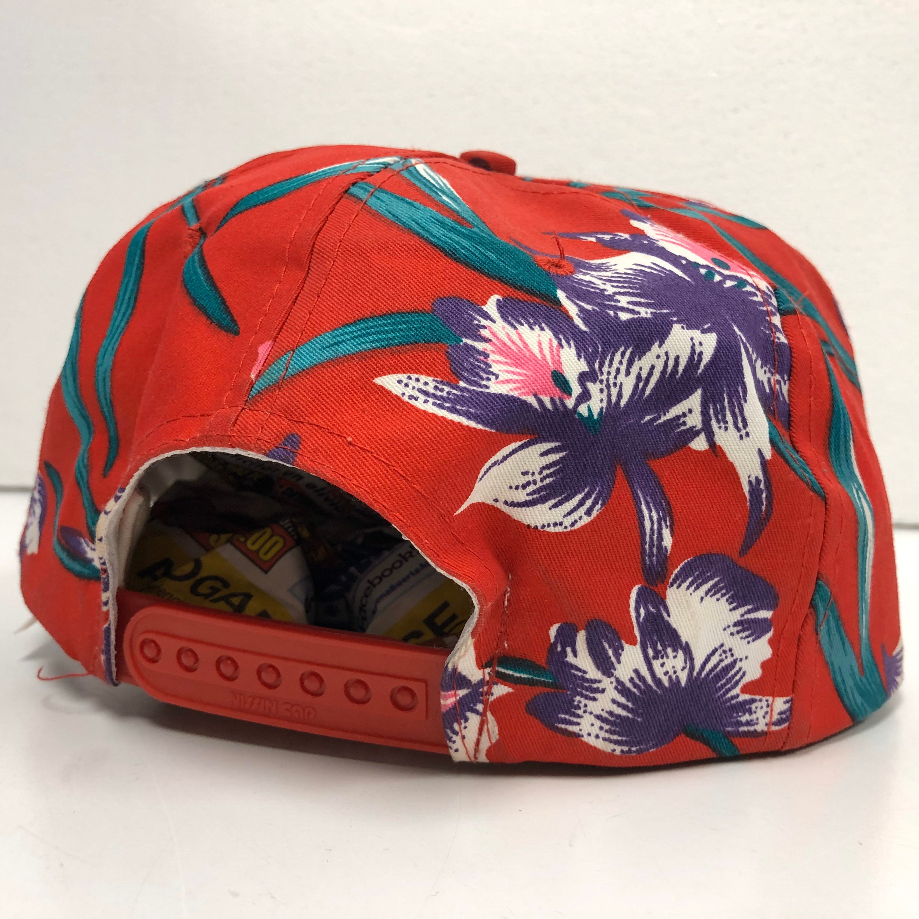 Vintage 80-90s Nissin Red Purple Floral Tropical TRUCKER Hat Hawaiian  MAGNUM PI Snapback Rope Cap - Etsy